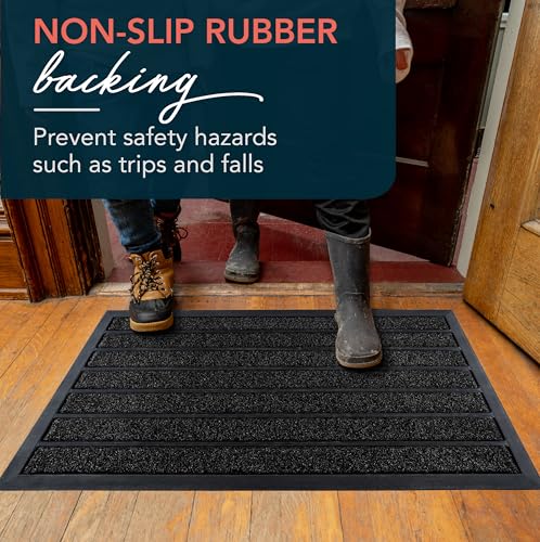 Extra Durable Door Mat Outside Entrance (32'' x 20'' (Rectangular) / Bright Black)