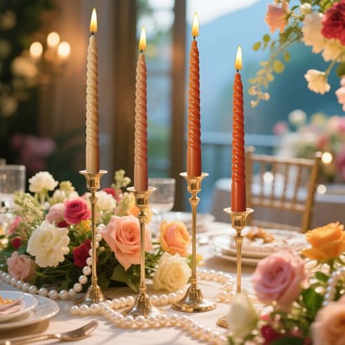 4 Pcs10 Inch Fall Orange Gradient Color Taper Candles (10 in / Orange series)