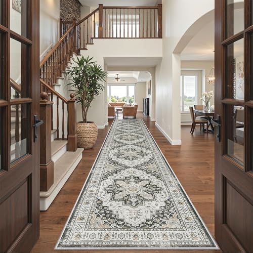 Hallway Runner Rug 3x16 Washable Kitchen Runners Long (Black / 3' x 16' (Runner))