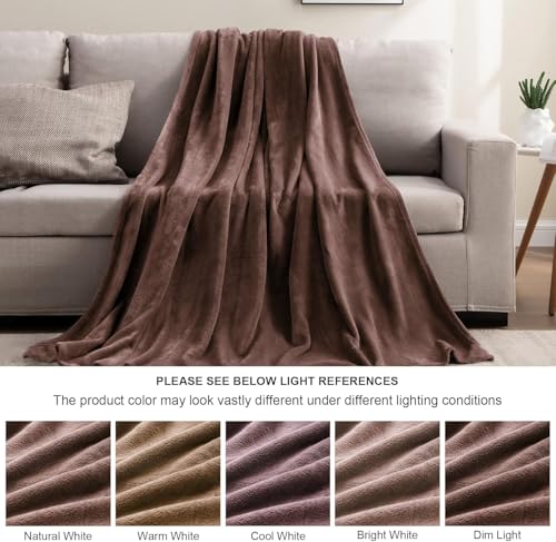 Fleece Blanket Soft Plush Full Bed Blanket Brown 84"x90" (Brown / Full(84"x90"))