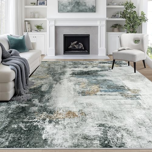 9x12 Area Rugs for Living Room Washable Bedroom Dining Room Black Gold (Black Gold/Multi / 9' x 12' (Rectangular))