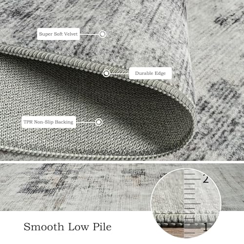 Washable 8x10 Area Rug with Non (Grey / Brown / 8' x 10' (Rectangular))