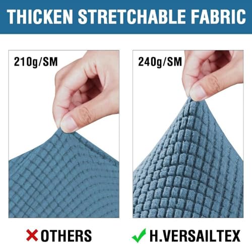 4 Piece Stretch Sofa Covers for 3 Cushion Couch Covers for Living Room Furniture Slipcovers (Large Plus / Dusty Blue)