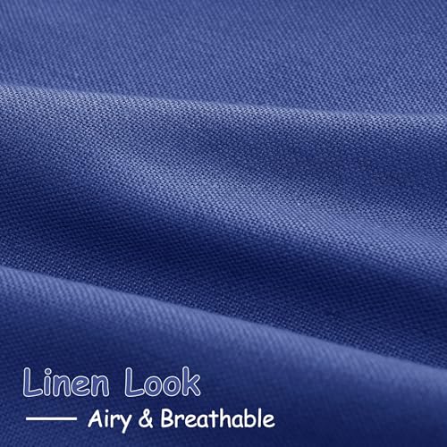 Classic Blue Linen Curtains 102 Inches Long Rod Pocket Back Tab Drapes 2 Panels Set for Living Room Bedroom Light Filtering Semi Sheer Classic Blue Curtain 102 Length for Patio Door 52x102 (52"W x 102"L (Pack of 2) / Classic Blue)
