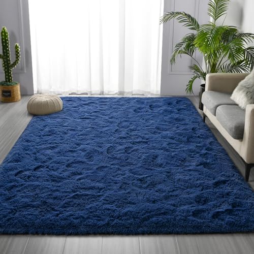 Large Shag Area Rugs 9 x 12 (Navy Blue / 9' x 12' (Rectangular))