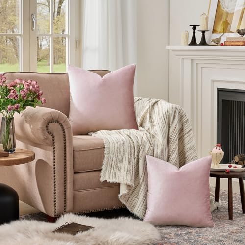 Sweet Lilac Velvet Throw Pillow Covers 24x24 Pack of 2 (Sweet Lilac / 24" x 24" (Pack of 2))