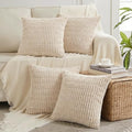4 Packs Decorative Throw Pillow Covers for Living Room Couch Bed (22" x 22" (Pack of 4) / Tan)