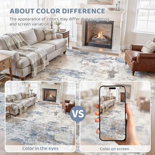 8x10 Area Rug Living Room Rugs (Denim Blue / 8' x 10' (Rectangular))