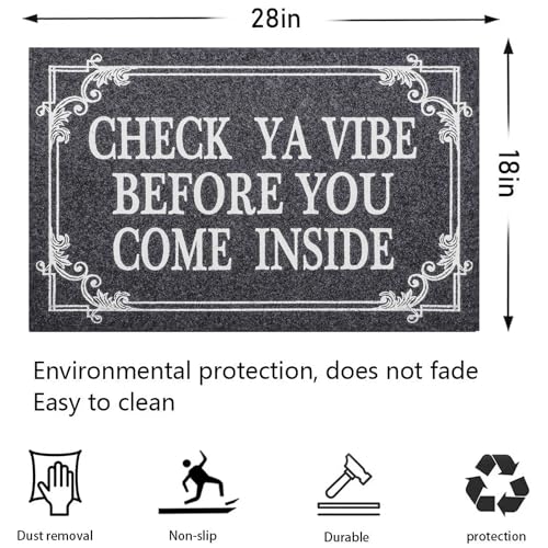 Front Door Indoor Outdoor Entrance Doormat Grey Rubber Welcome Door Mat Come Inside This House Doormat Anti Slip Easy to Clean Corridor Patio Entry Mat 28" x 18" (1'6" x 2'4" (Rectangular) / Come Inside-gray)
