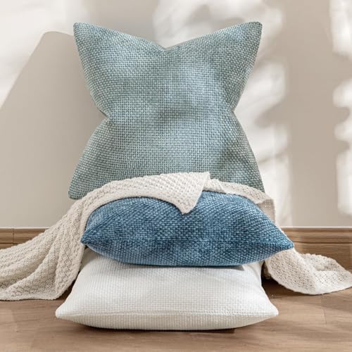 Decorative Couch Throw Pillow Covers 20x20 Inch Coastal Blue 2 Pack (20" x 20" (Pack of 2) / Blue)