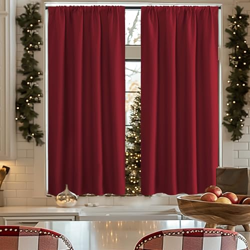 Burgundy Red Blackout Curtains for Bedroom 42" w x 63" L 2 Panels (Burgundy Red / 42"W x 63"L (Pack of 2))