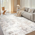 Beige Grey Washable Rugs 8x10 Area Rugs for Living Room (8' x 10' (Rectangular) / Brown-grey-beige-slate)