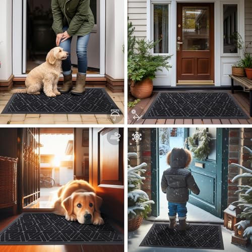 Front Door Mat Outside Entrance (Black / 47" X 23")