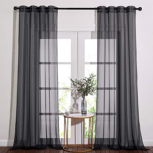 Black Sheer Curtains 90 inches Long (Black / 54"W x 90"L (Pack of 2))