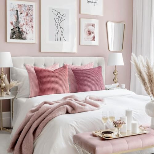 Pink Throw Pillow Covers 16x16 Inch Set of 4 (Pink / 22" x 22" (Pack of 4))