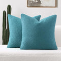 Pack of 2 Boucle Textured Throw Pillow Covers 16x16 Inch (Teal Blue / 16" x 16" (Pack of 2))