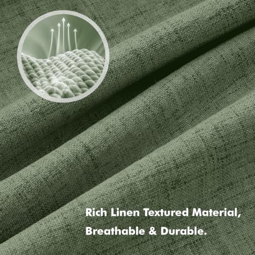 100% Blackout Linen Curtains 42 x 84 Inch Olive Green 2 Panels (Olive Green / 42"W x 84"L (Pack of 2))