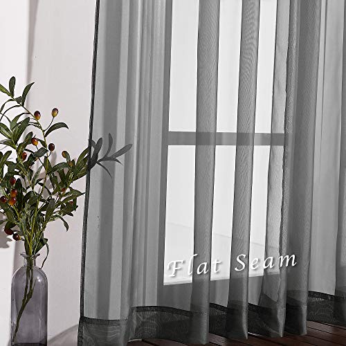 Transparent Sheer Curtains Panels (Dark Grey / 54"W x 63"L (Pack of 2))
