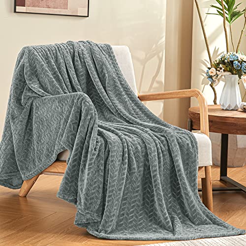 Grey Fleece King Blanket for Bed (Light Grey / King/Cal King-90x108 IN)