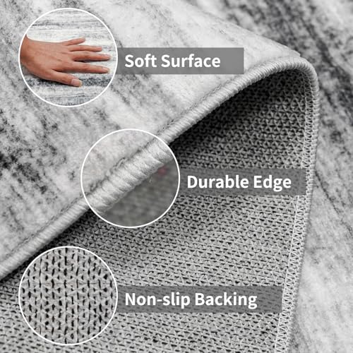 3x9 Washable Runner Rug for Family (Grey / 3' x 9' (Runner))