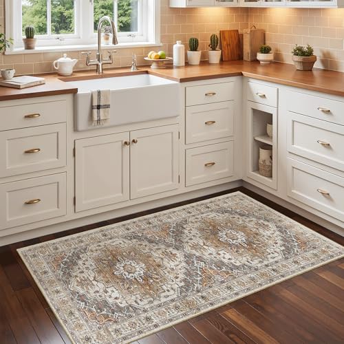 Washable Area Rug 2x4 (Turmeric/Grey / 2' x 4' (Rectangular))