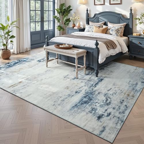 Washable 8x10 Area Rug with Non (Blue / White / 8' x 10' (Rectangular))