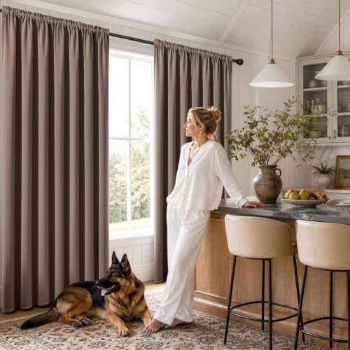 Khaki Blackout Curtains 54 inch Length 2 Panels Set (Khaki / 52"W x 54"L (Pack of 2))