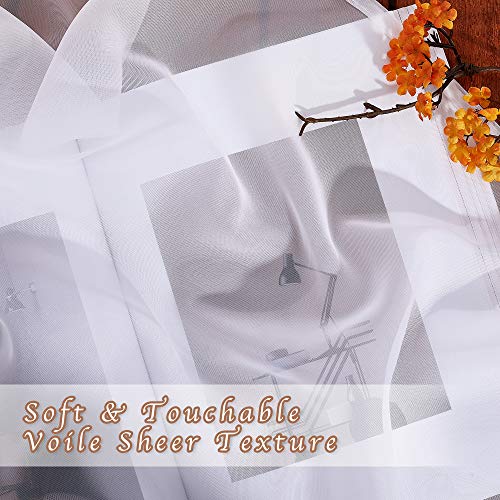 Voile Sheer Curtains for Windows (White / 70"W x 72"L (Pack of 2))