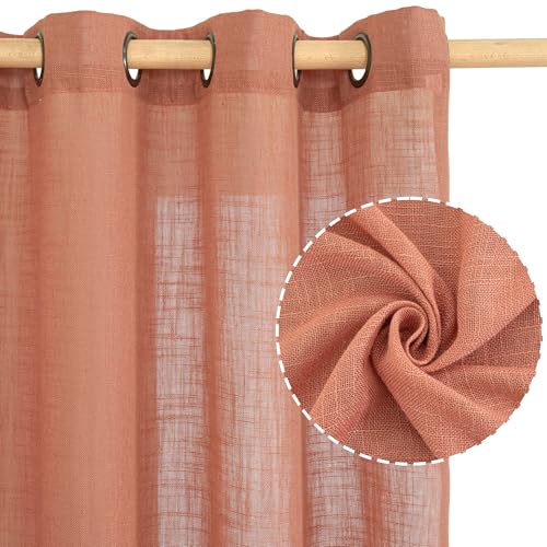 Terracotta Linen Curtains 54 Inch Length for Bedroom 2 Panels (34"W x 54"L (Pack of 2) / Terracotta)