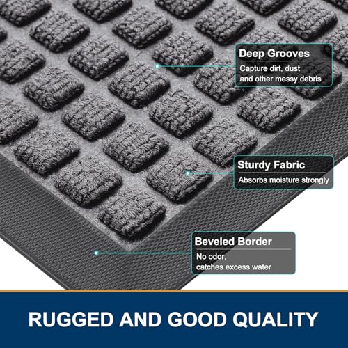 Front Door Mat Outside Entrance (Mix Grey / 59" X 34")