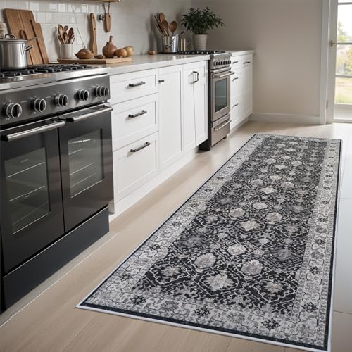 Hallway Washable Runner Rug (3' x 6' (Rectangular) / Black/Navy)