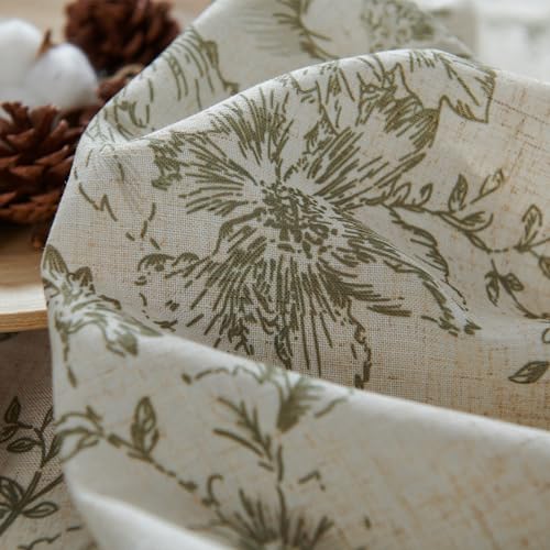 Floral Lined Linen Curtains 63 Long for Living Room 2 Panels (Lined Green / 50"W x 63"L (Pack of 2))