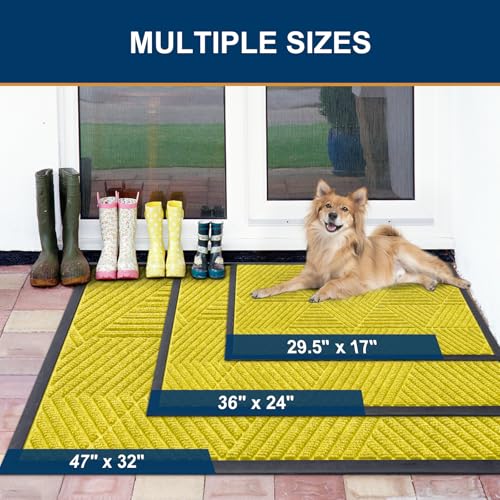 Front Door Mat Outside Entrance (Must- Yellow / 29.5" X 17")