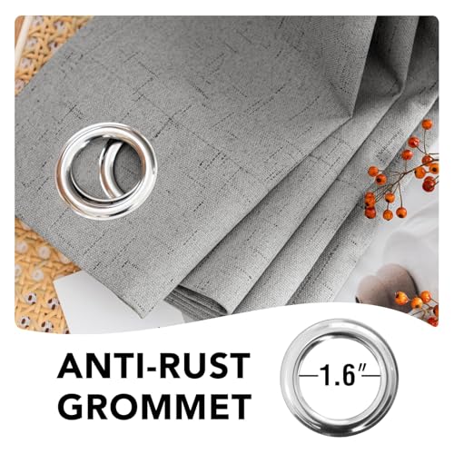 100% Blackout Linen Curtains 102" L 2 Panels Dove Gray (Dove Gray / 52"W x 102"L (Pack of 2))