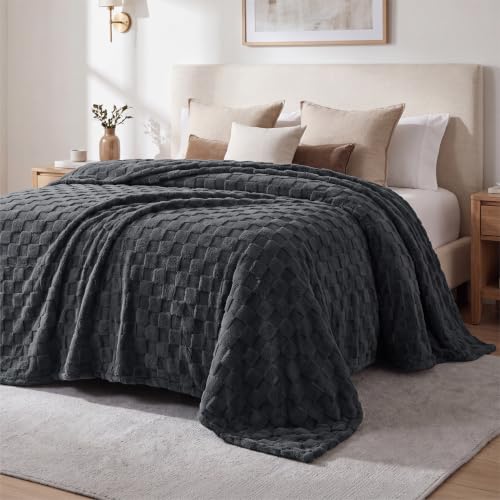 Checkered Soft Cozy Queen Blanket for Bed (Dark Grey / Queen (90" X 90"))