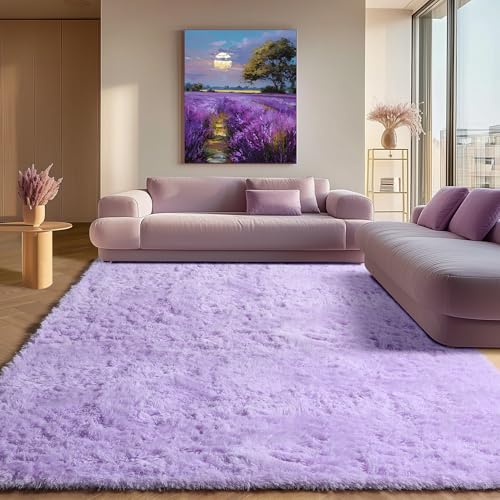 Purple Rugs for Living Room Bedroom (Light Purple / 5' x 8' (Rectangular))