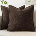 Decorative Couch Throw Pillow Covers 18x18 Inch Dark Brown 2 Pack (Reddish Brown / 18" x 18" (Pack of 2))