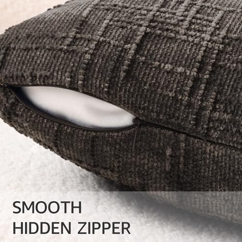 Textured Chenille Throw Pillow Covers 24x24 Set of 2 Dark Brown (Dark Brown / 24" x 24" (Pack of 2))