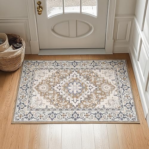 2x3 Washable Rug for Entryway Bathroom (Floral Brown / 2' x 3' (Rectangular))