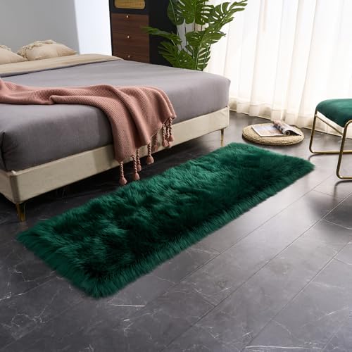 Ultra Soft Fluffy Rugs Faux Fur Rug Chair Cover Seat Pad Fuzzy Area Rug (Darkgreen / 2' x 6' (Rectangular))