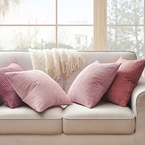Pink Throw Pillow Covers 16x16 Inch Set of 4 (Pink / 22" x 22" (Pack of 4))
