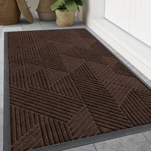 Front Door Mat Outside Entrance (Dark Brown / 59" X 23")