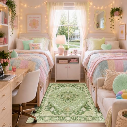 Washable Area Rug (Green/Yellow / 3' x 5' (Rectangular))