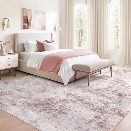 9x12 Washable Area Rug (Pink Grey / 9' x 12' (Rectangular))