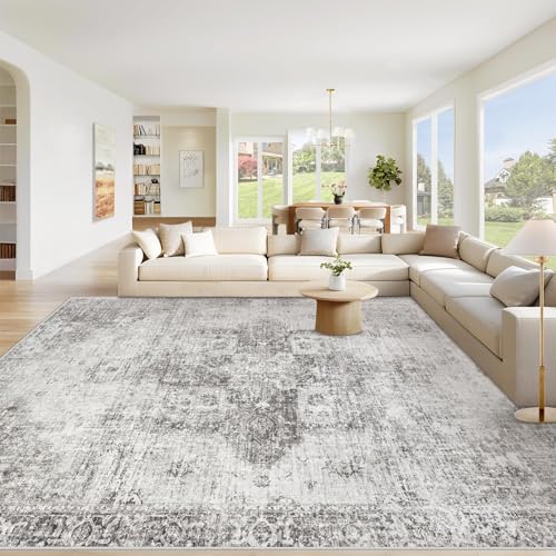 Area Rug 8x10 Washable Rug (Grey / 8' x 10' (Rectangular))