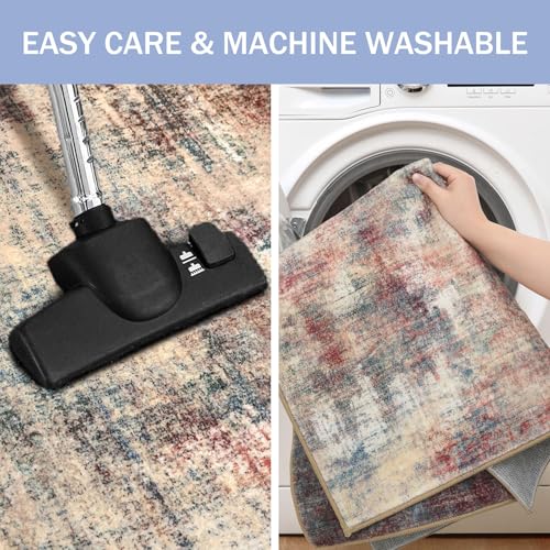 Abstract Area Rugs 9x12 Ft Washable Large Rugs for Living Room (Red/Multi / 9' x 12' (Rectangular))