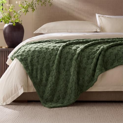 Checkered Soft Cozy Queen Blanket for Bed (Green / Queen (90" X 90"))