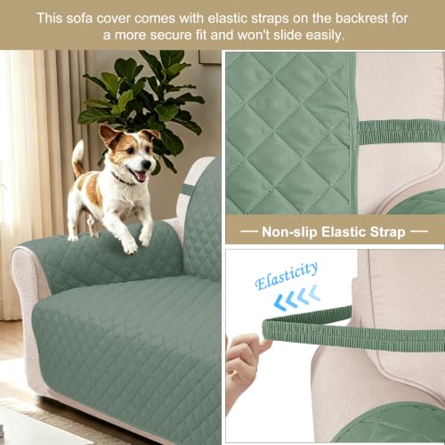 Reversible Recliner Chair Covers (Greyish Green/Taupe / 23'' Chair)