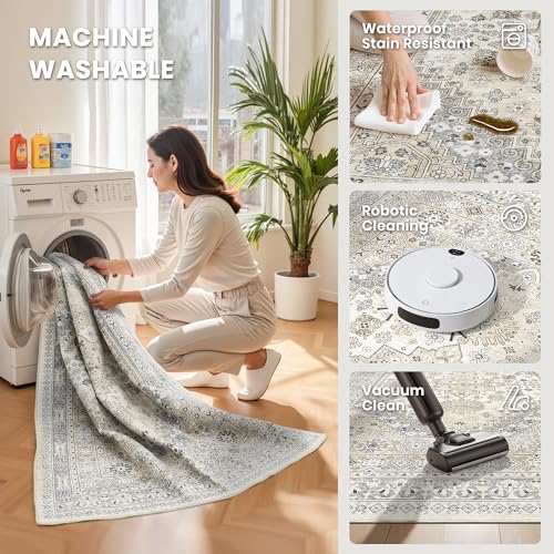 2x3 Rug Non Slip (Beige/Grey / 2' x 3' (Rectangular))