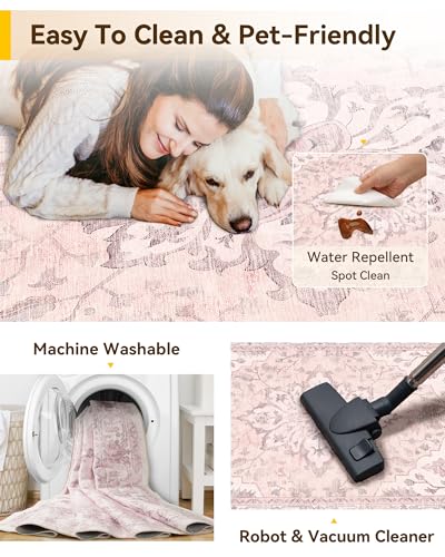 Washable Area Rug (Pink / 6' x 8' (Rectangular))